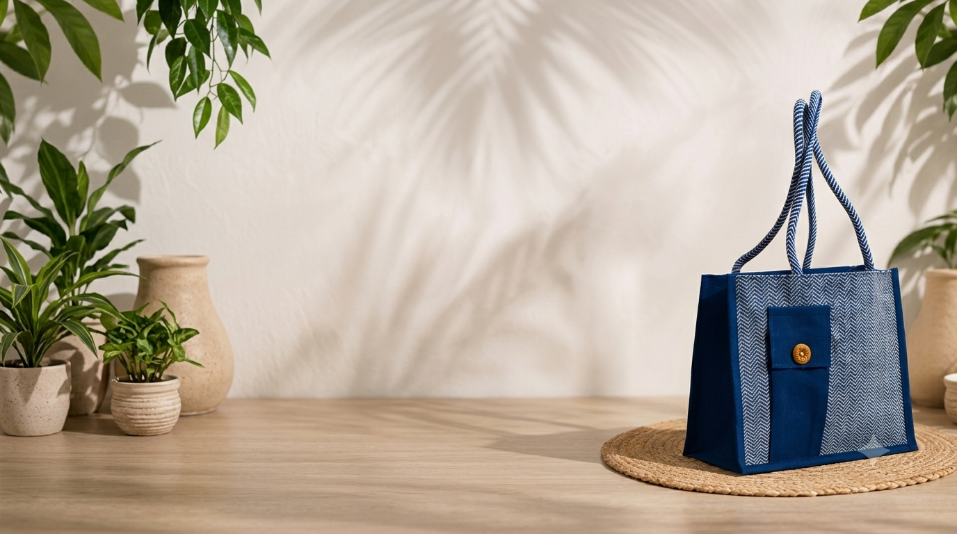Blue jute bag